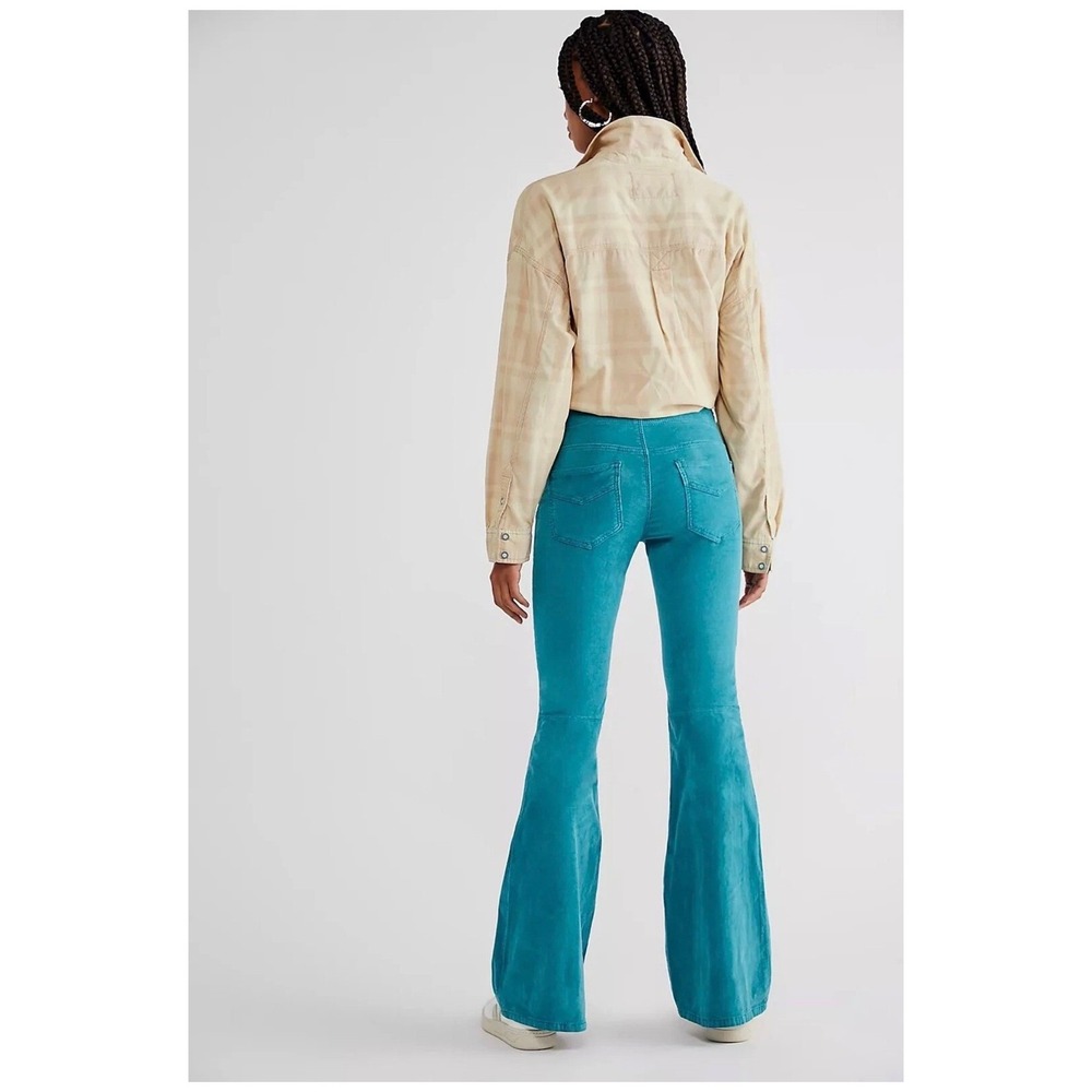 We The Free People Teal Corduroy Flare Pants Stretch Pull-On Bell Bottoms Sz 25